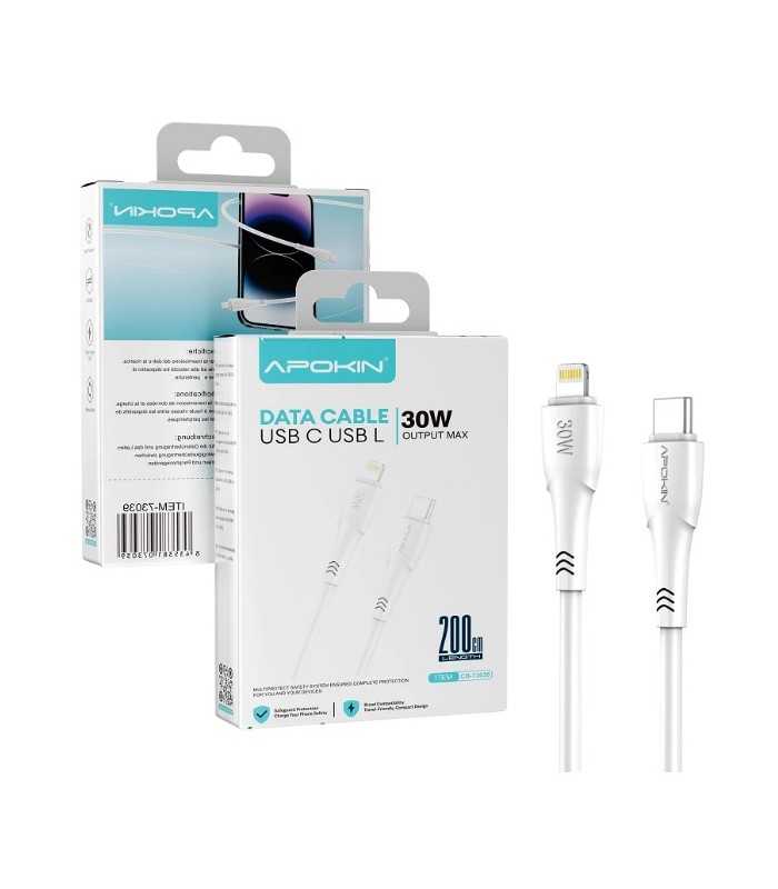 Cable USB-C a Lightning 30W 2m Blanco | Carga rápida MFi