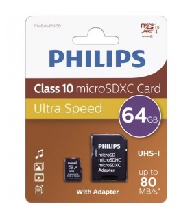 Tarjeta Memoria MicroSD 64GB Philips