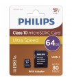 Tarjeta Memoria MicroSD 64GB Philips