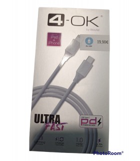 Cablet Tipo Lightning FAST CHARGE 4-OK Blanco