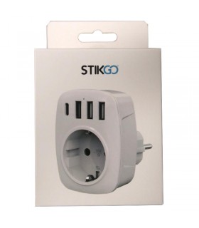 ENCHUFE ADAPTADOR CON 3 PUERTOS USB + TIPO C