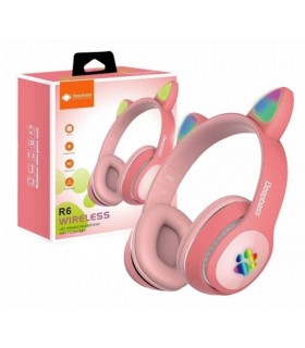 AURICULARES INALÁMBRICOS DEEPBASS R6 CON OREJAS ROSA