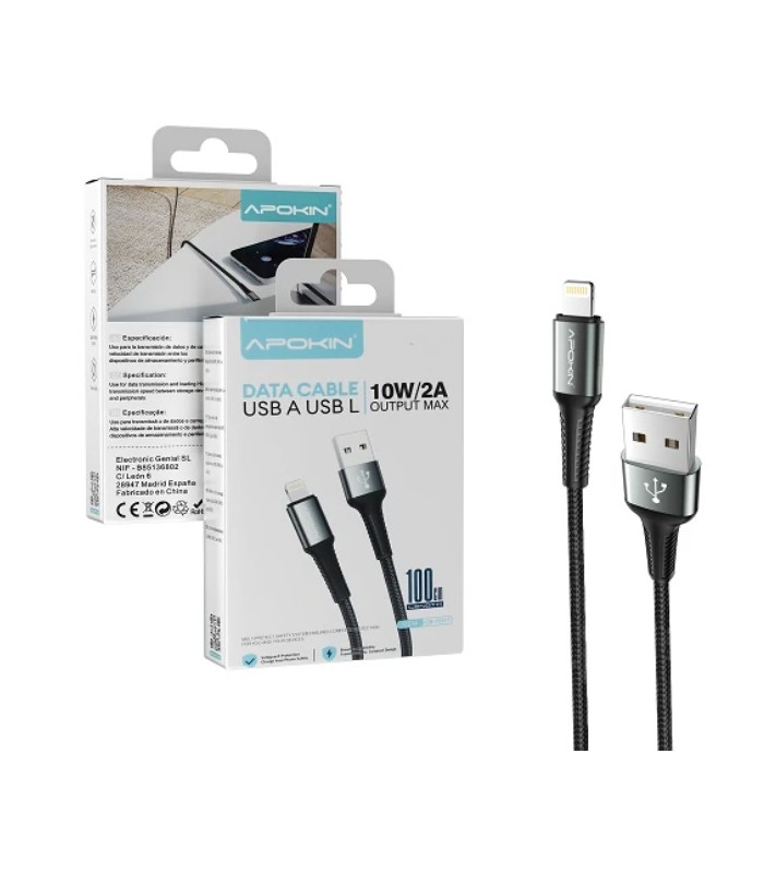 copy of Cable USB-A a Lightning 10W 2A 1M Reforzado Negro